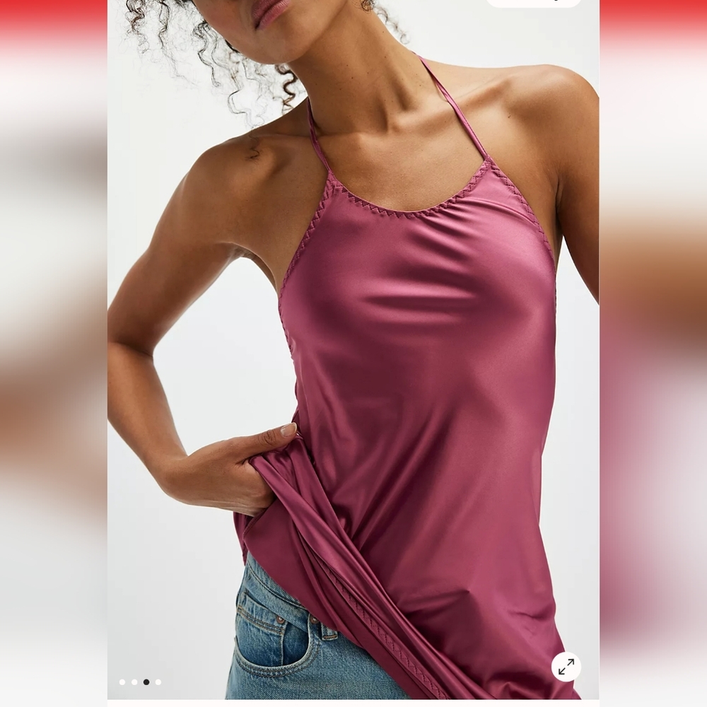NWT Friday Fever Pink Halter Mini Slip